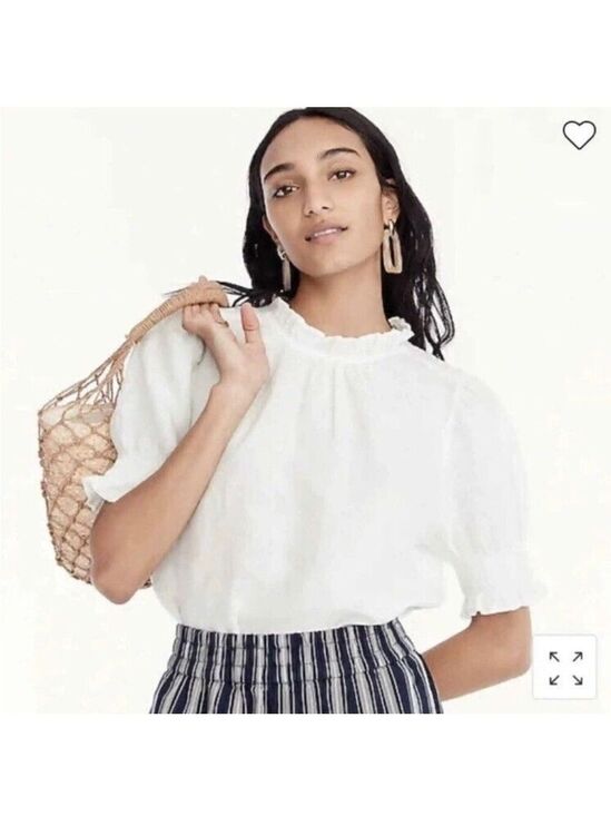 J. Crew Tops - NWOT J Crew Smocked Puff Sleeve 100% Linen Top 
Size XS